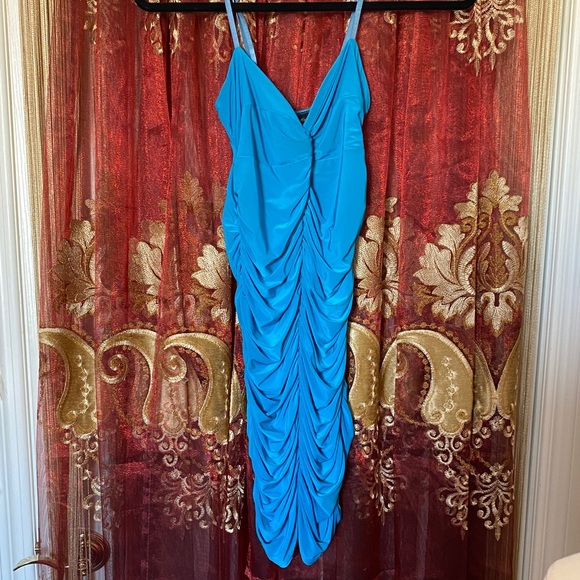Seduction Blue Ruched Mini Dress - Picture 11 of 12